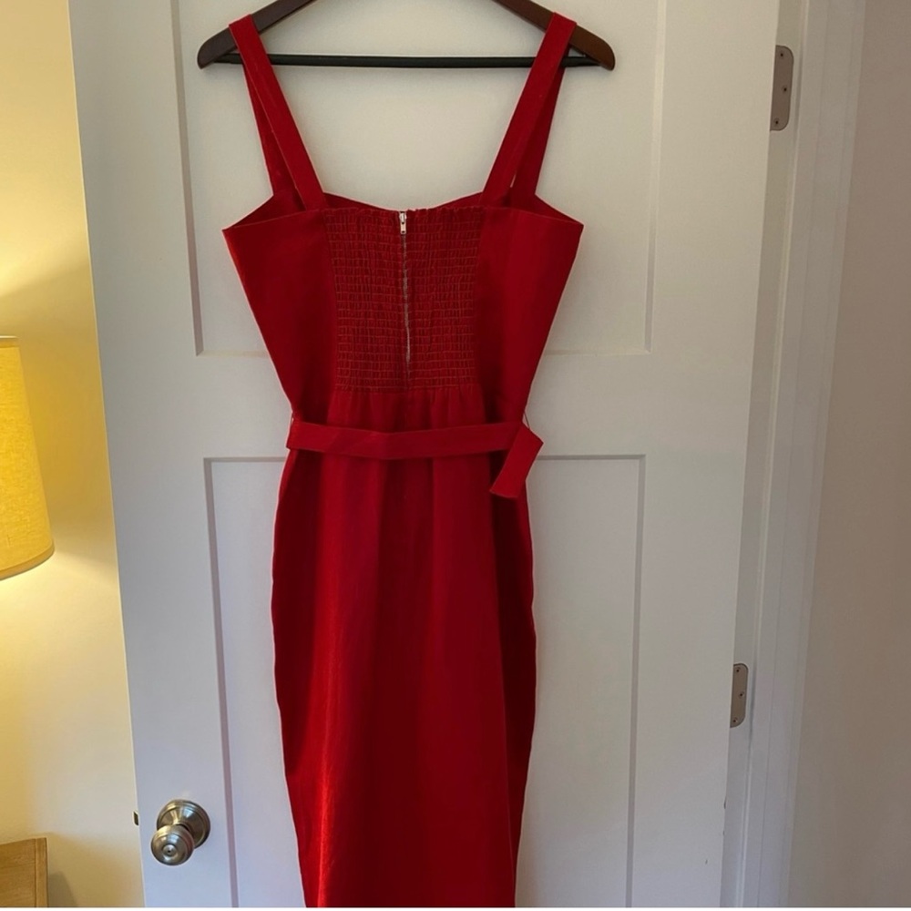 Reformation Anina Linen Dress in Cherry Red - Picture 5 of 6
